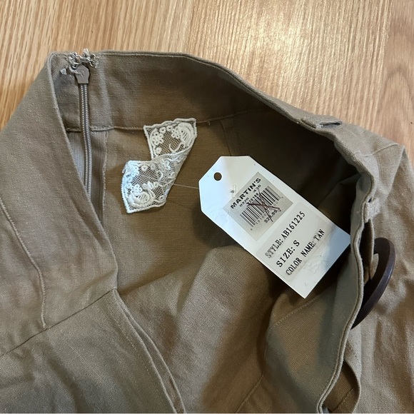 Sadie and sage tan mini skirt cotton linen blend nwt  faux wrap size small - Picture 2 of 7